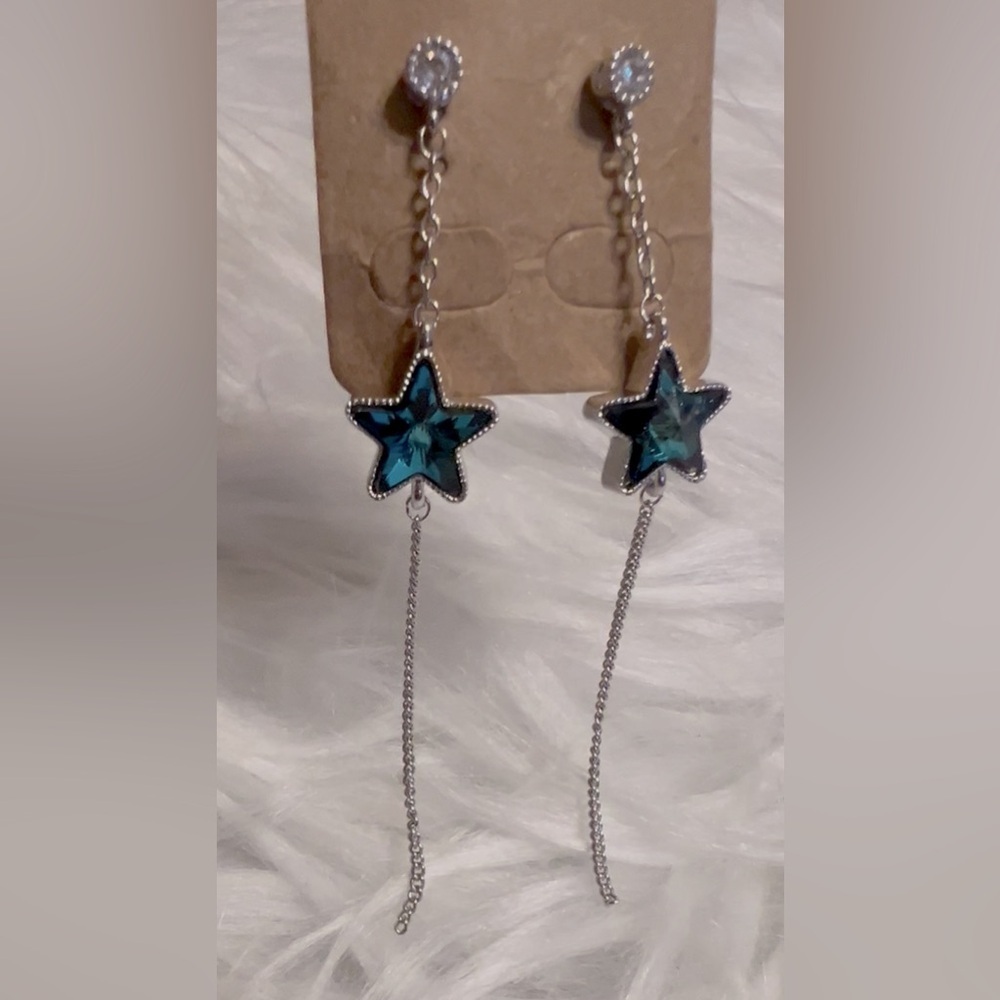 Star Dangle Silver and Blue women’s earrings